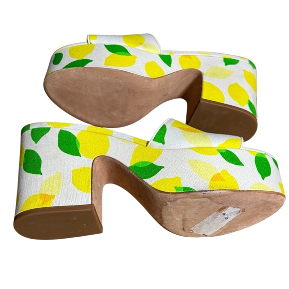 Kate Spade Ibiza Lemon Printed Platform Wedge Sandal 90s  Y2K Fun Slip On Shoe - Picture 7 of 8